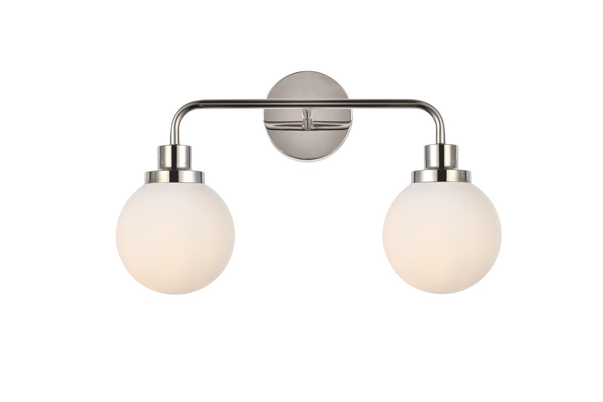  Hanson 2-Light Bath In Polished Nickel & Frosted Shade