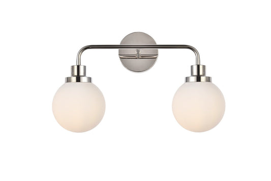  Hanson 2-Light Bath In Polished Nickel & Frosted Shade