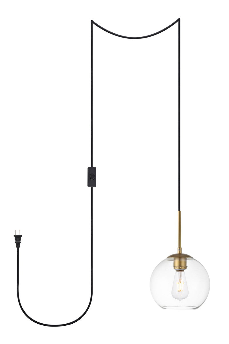  Baxter 1-Light Plug In Pendant In Brass