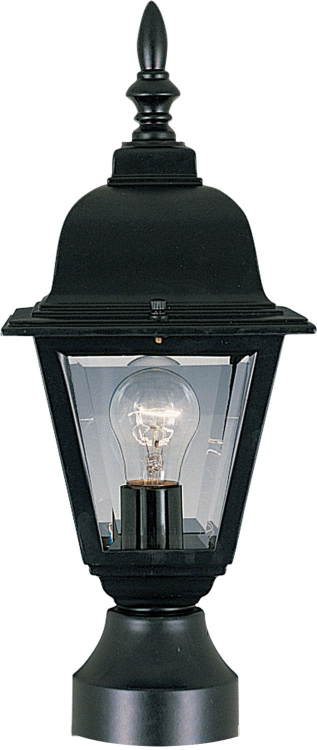 Maxim Builder Cast 1-Light Outdoor Pole/Post Lantern In Black With Clear Glass