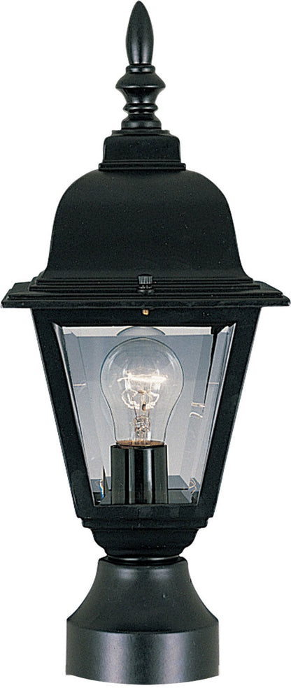 Maxim Builder Cast 1-Light Outdoor Pole/Post Lantern In Black With Clear Glass