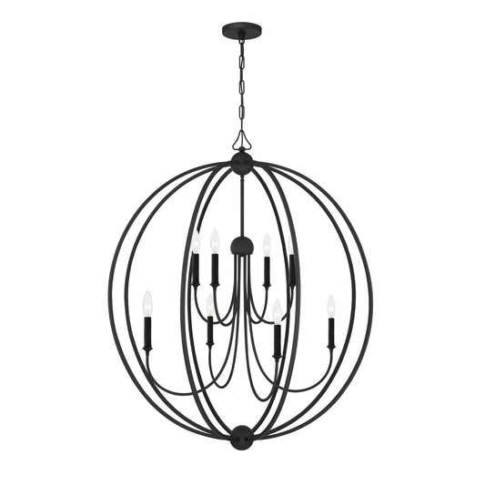  Sylvan 8-Light Chandelier In Black Forged With No Shade