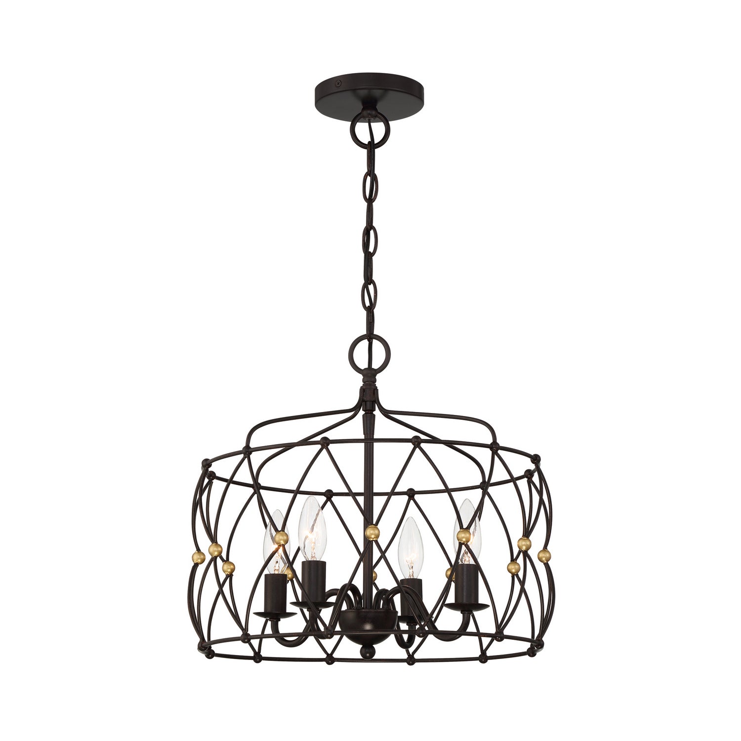  Zucca 4-Light Lantern In English Bronze & Antique Gold