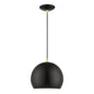 Livex Lighting Piedmont 1-Light Pendant In Shiny Black With Polished Brass