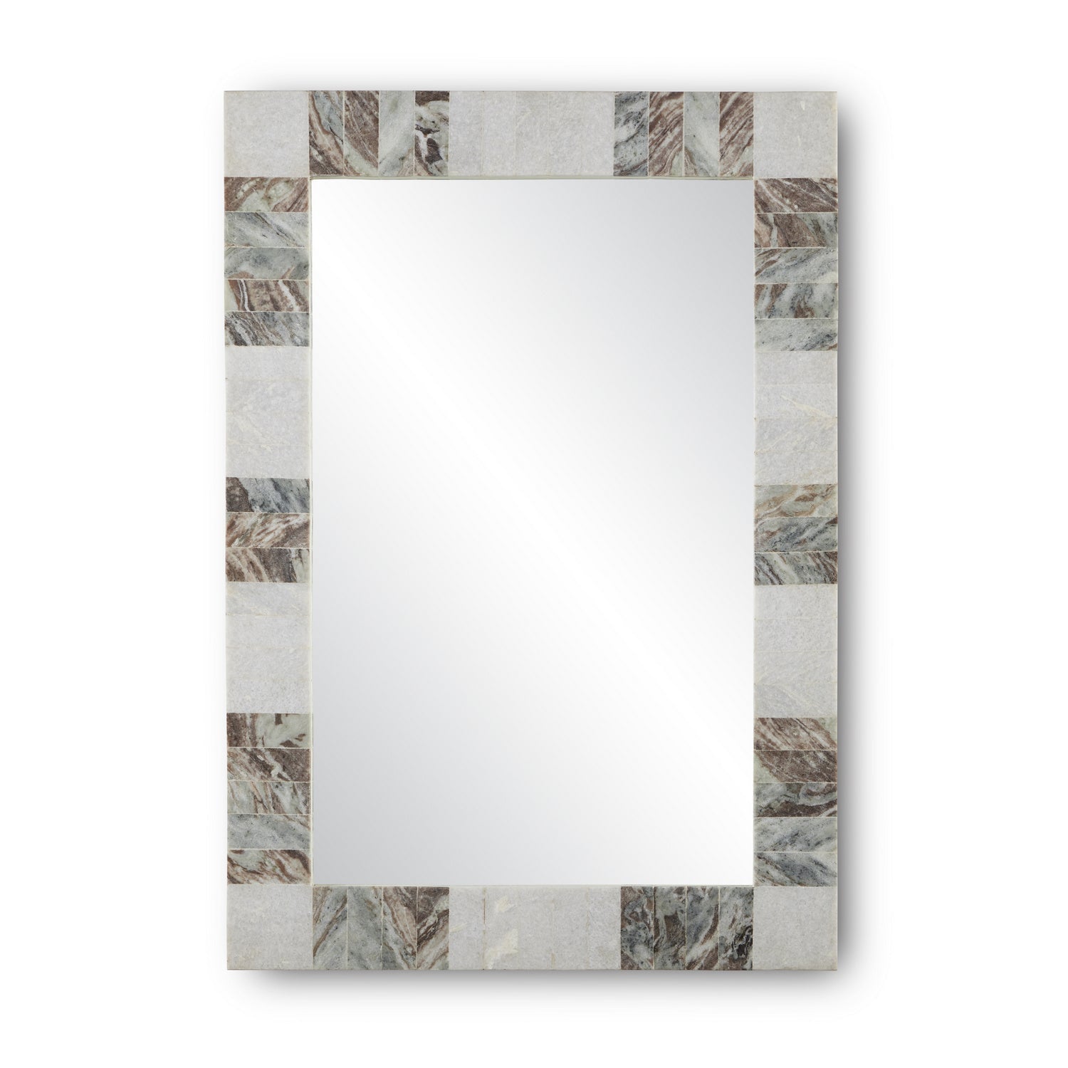  Elena Mirror In White/Brown/Mirror