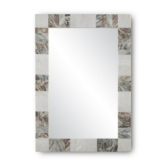  Elena Mirror In White/Brown/Mirror