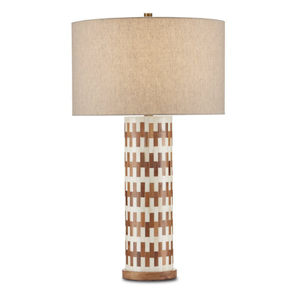  Tia 1-Light Table Lamp In White/Natural/Antique Brass