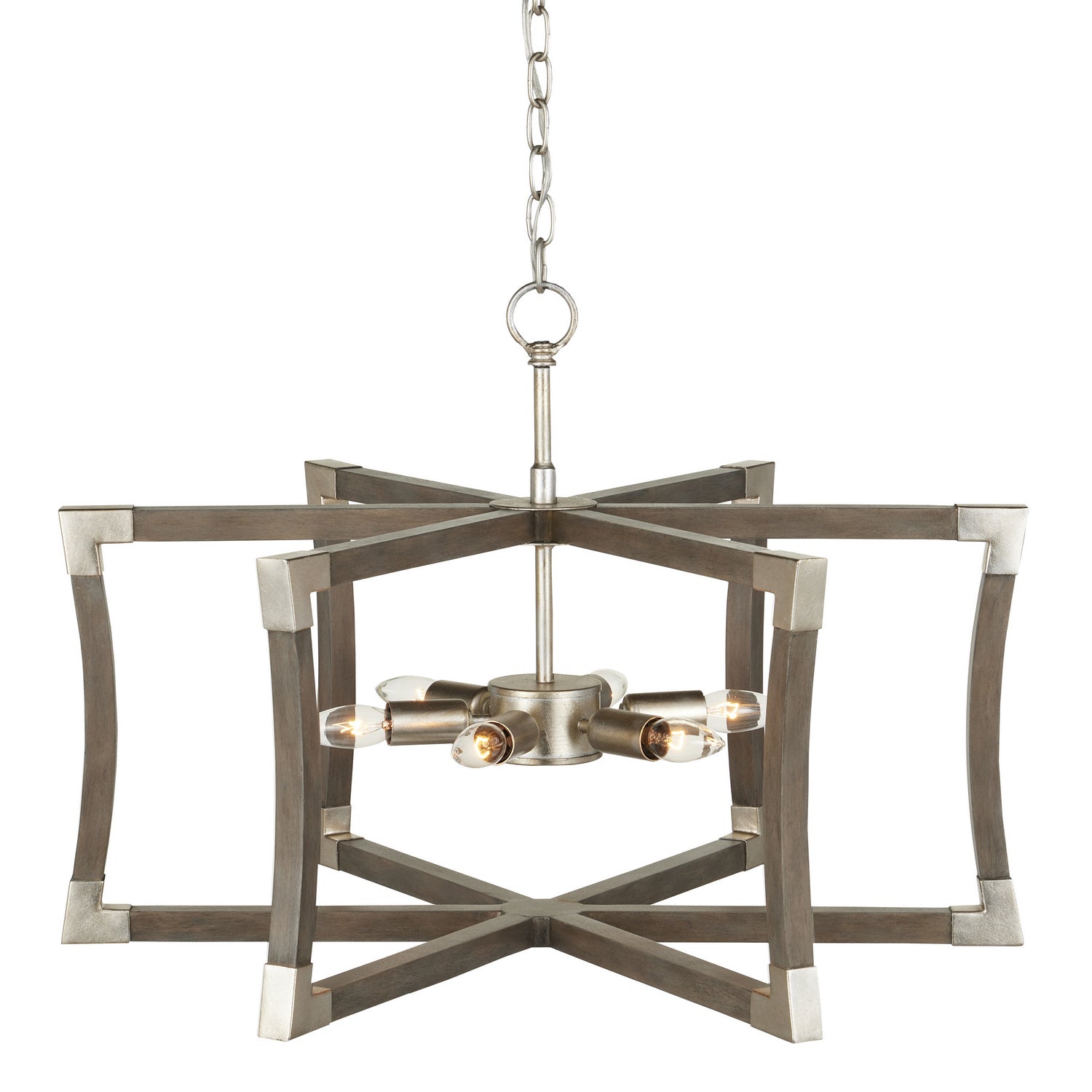  Bastian 6-Light Lantern In Chateau Gray/Contemporary Silver Leaf