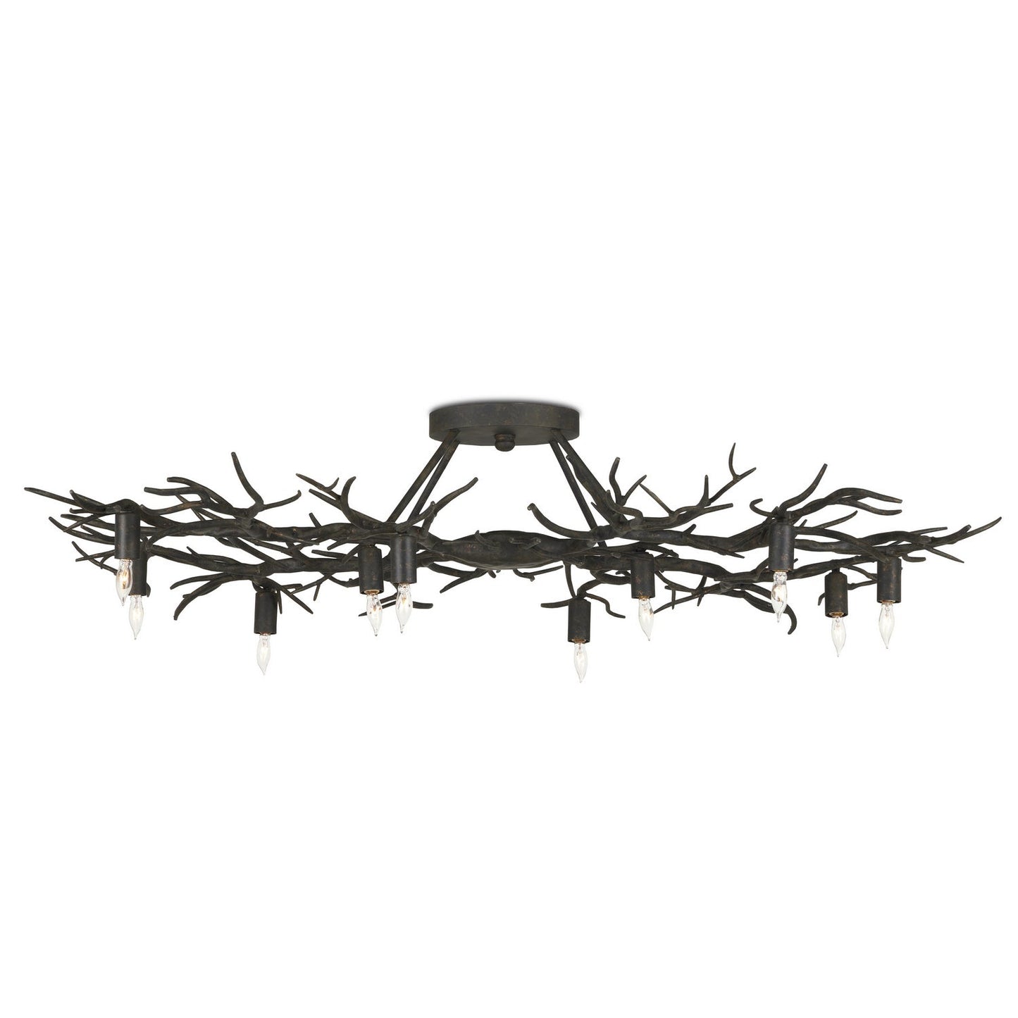  Rainforest 10-Light Semi-Flush Mount In Rustic Bronze