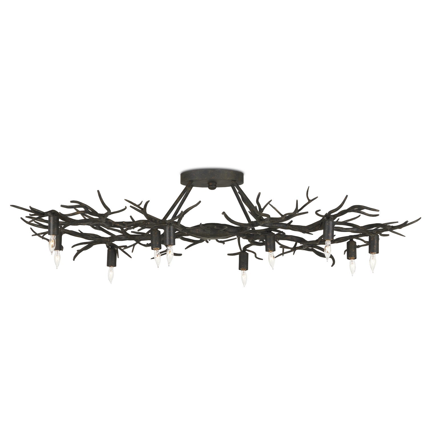  Rainforest 10-Light Semi-Flush Mount In Rustic Bronze