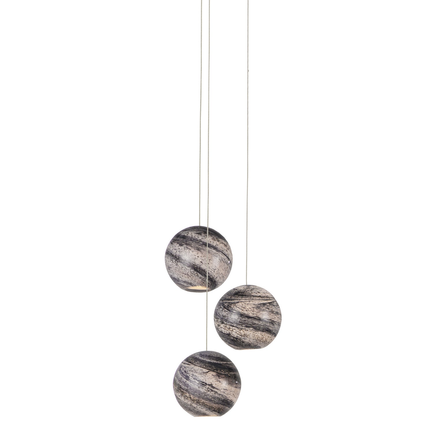  Palatino 3-Light Pendant In Blue Marbeled/Silver