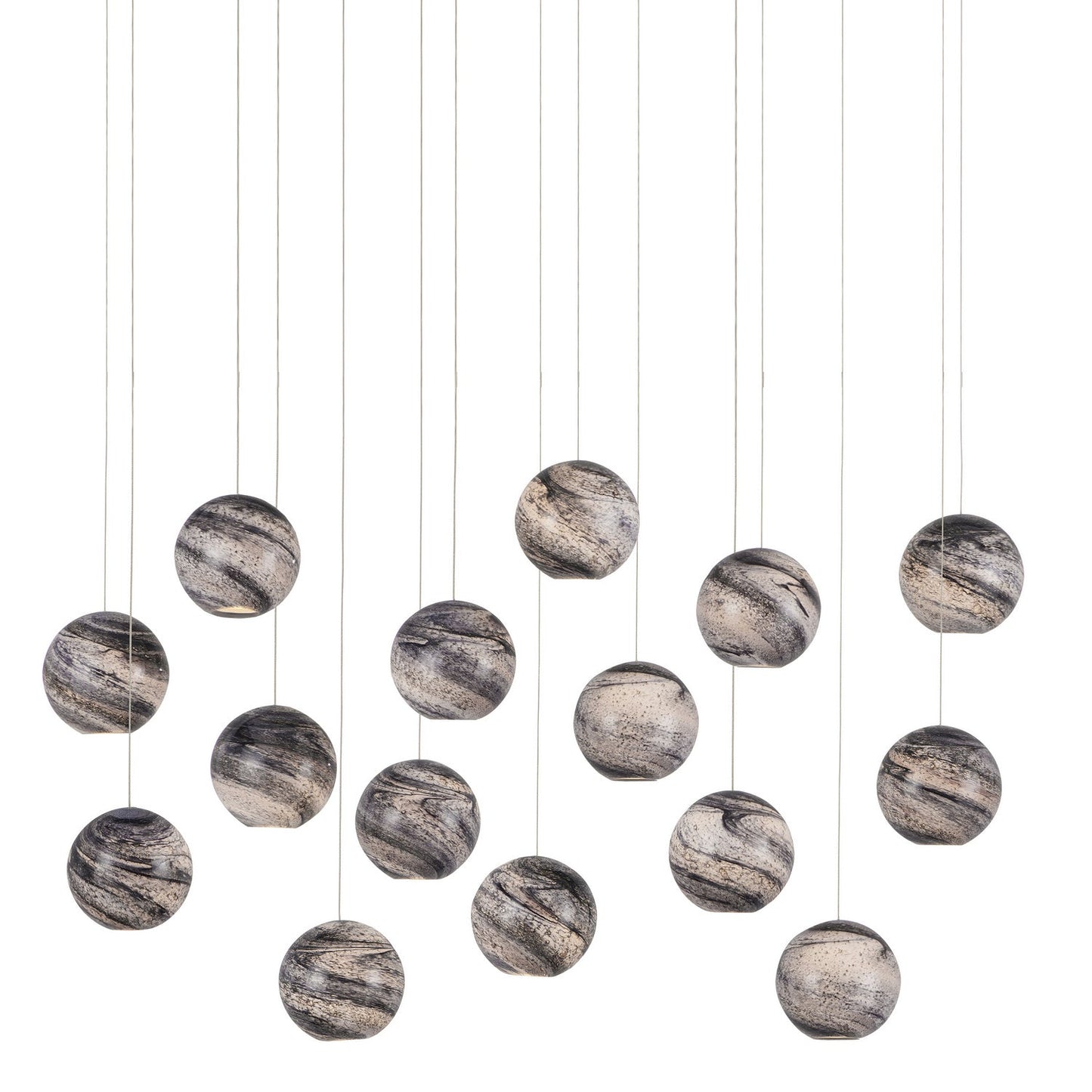  Palatino 15-Light Pendant In Blue Marbeled/Silver