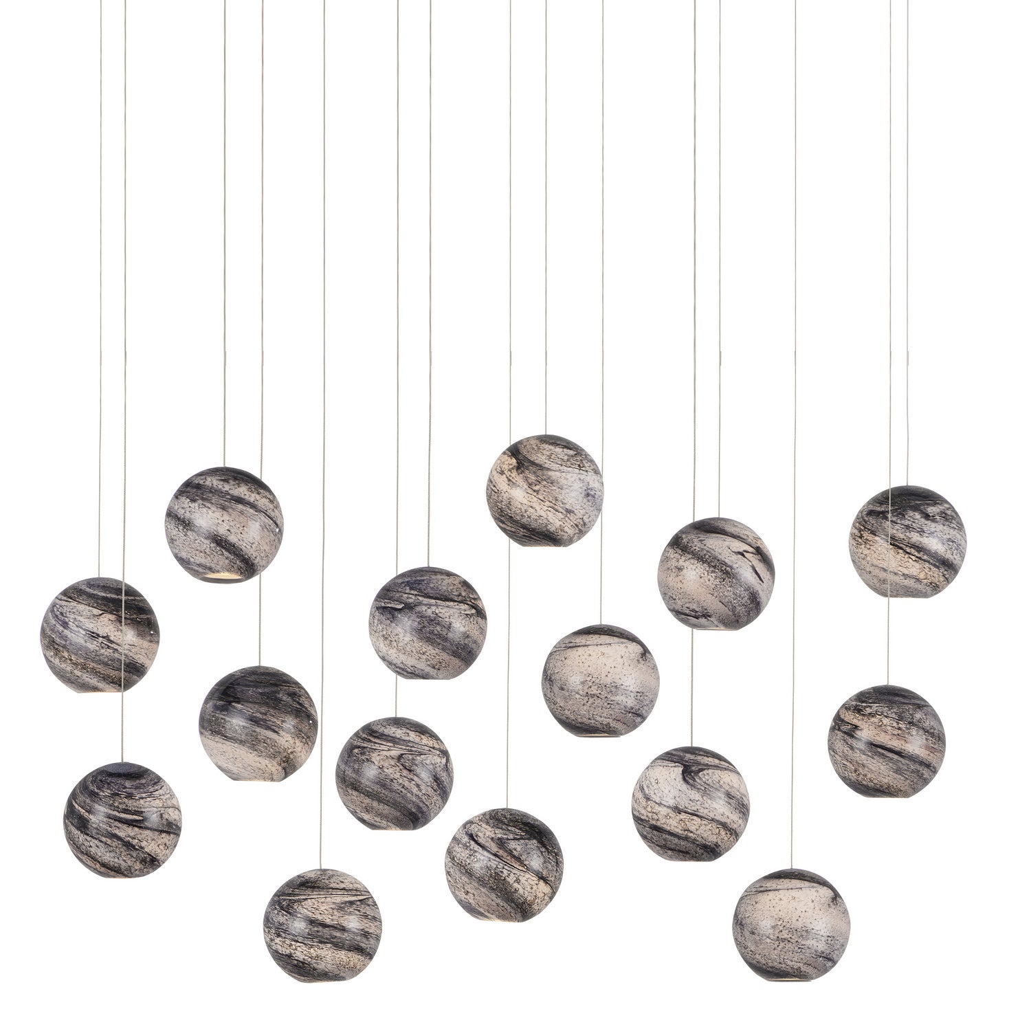  Palatino 15-Light Pendant In Blue Marbeled/Silver