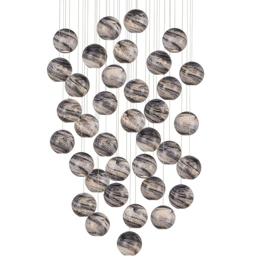  Palatino 36 Light Pendant In Blue Marbeled/Silver