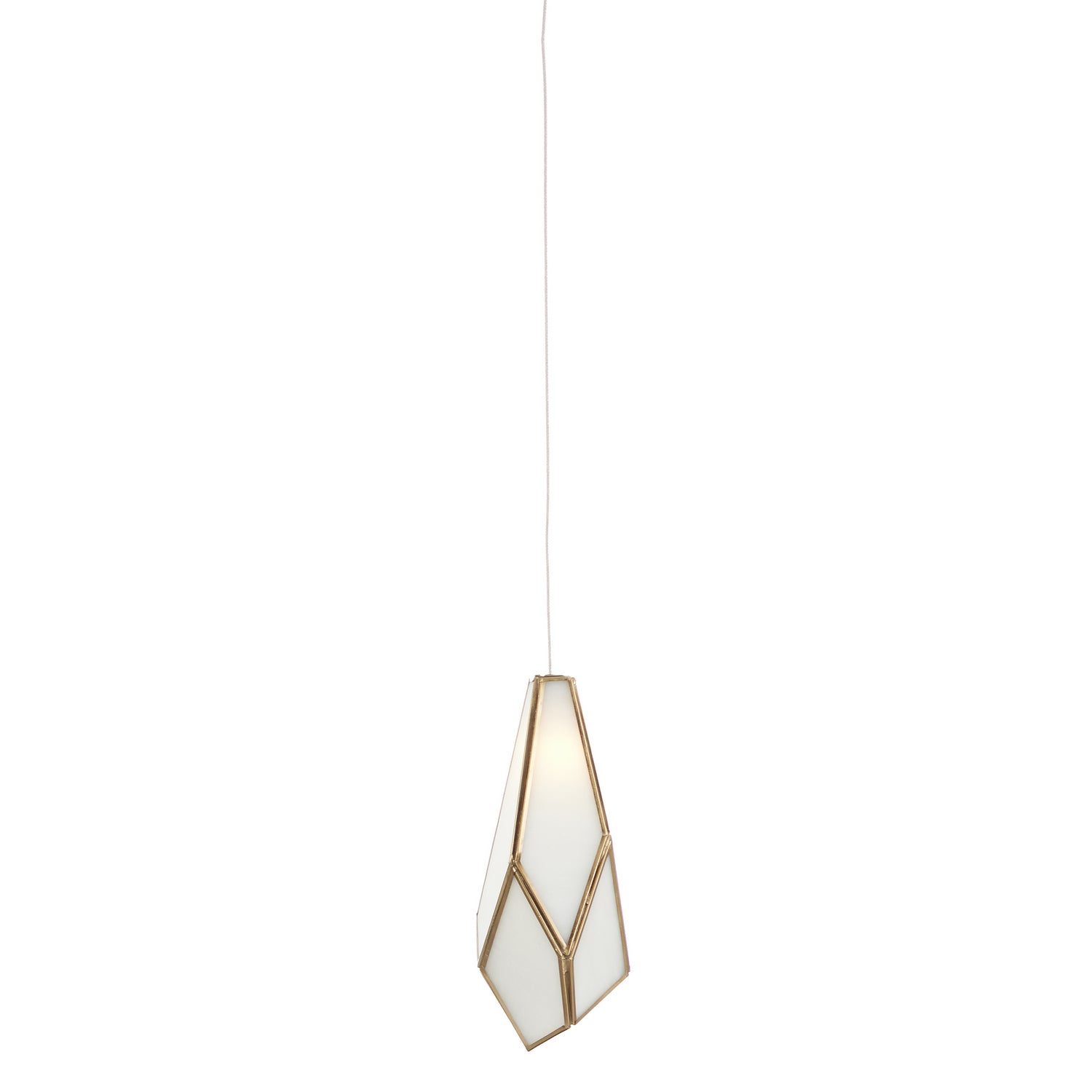  Glace 1-Light Pendant In White/Antique Brass/Silver