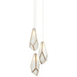  Glace 3-Light Pendant In White/Antique Brass/Silver