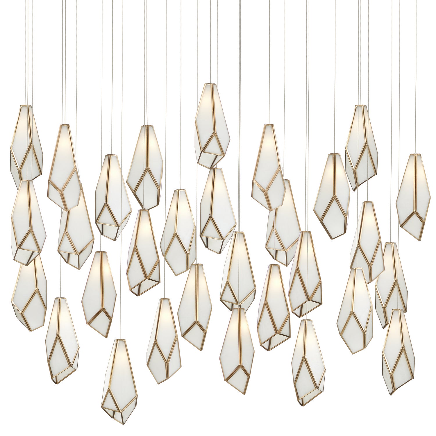  Glace 30-Light Pendant In White/Antique Brass/Silver