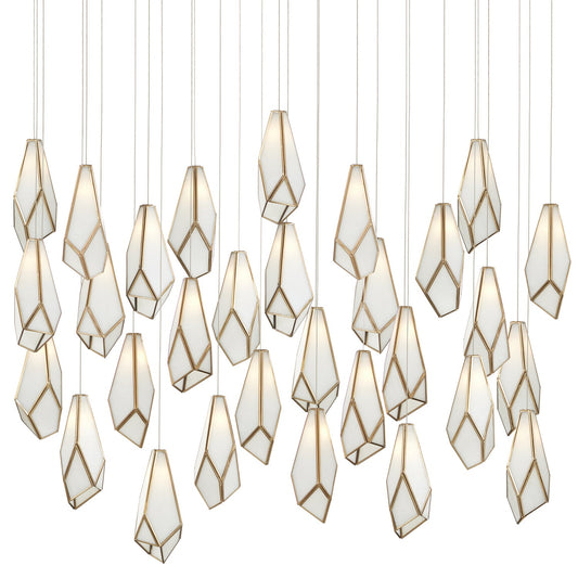  Glace 30-Light Pendant In White/Antique Brass/Silver