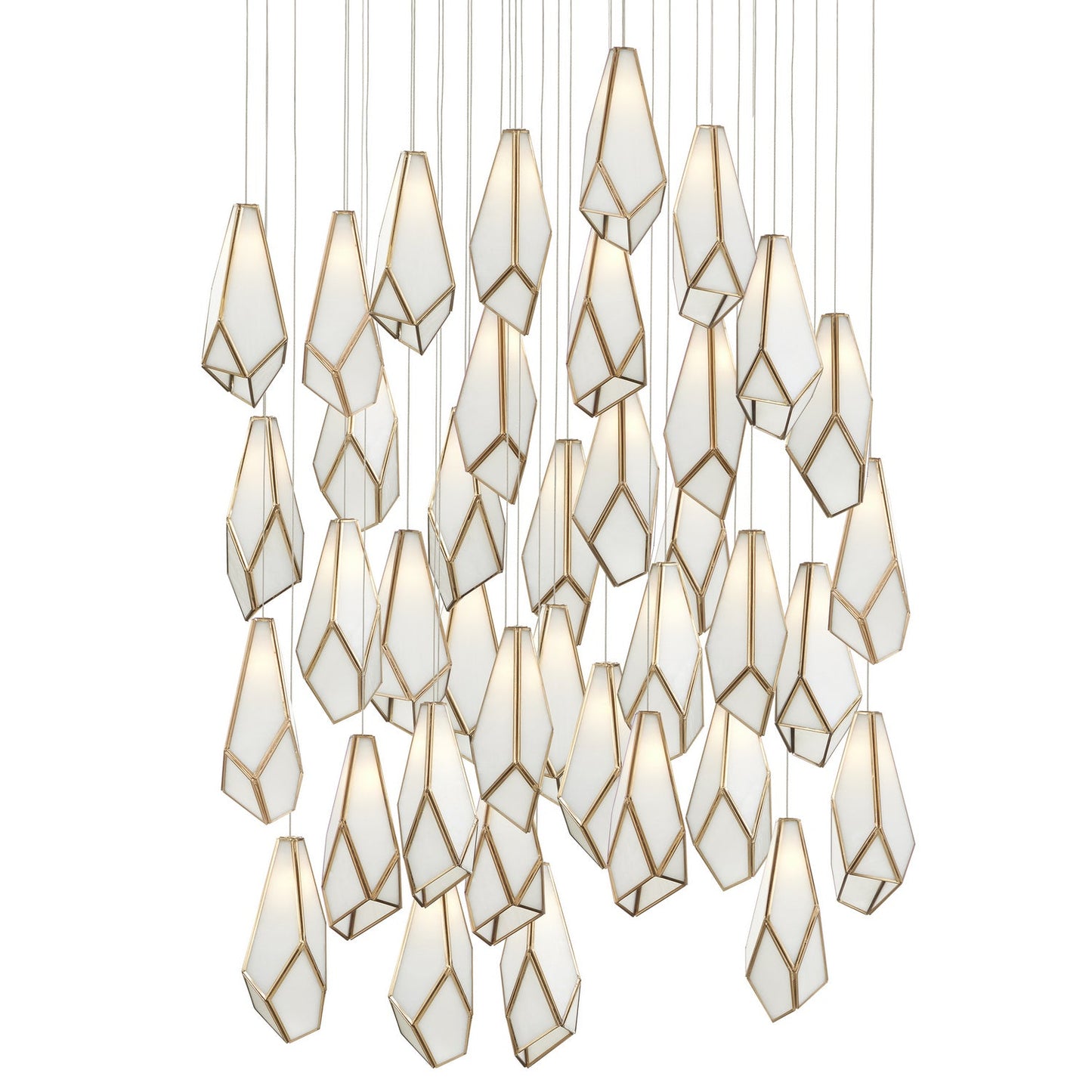  Glace 36 Light Pendant In White/Antique Brass/Silver