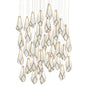  Glace 36 Light Pendant In White/Antique Brass/Silver