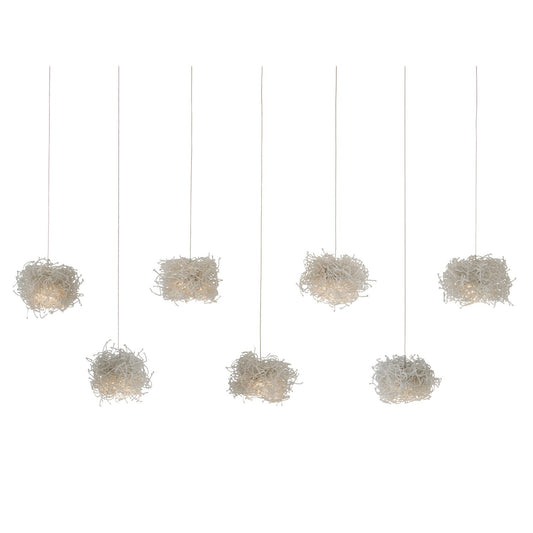  Birds Nest 7-Light Pendant In Clear/Silver