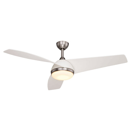  Odell 52" Ceiling Fan In Brushed Nickel & Matte White