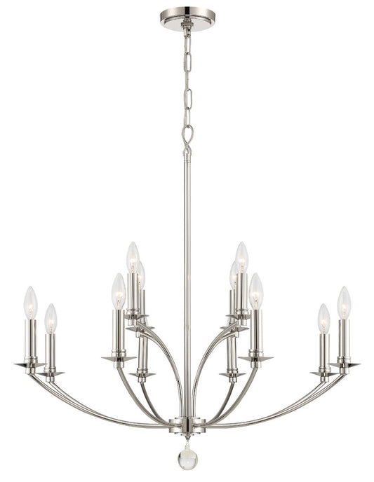  Mila 12-Light Chandelier In Polished Nickel