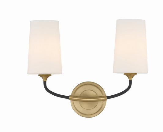  Niles 2-Light Wall Mount In Black Forged & Modern Gold