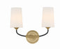  Niles 2-Light Wall Mount In Black Forged & Modern Gold