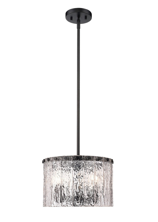 Z-LIte Glacier Three Light Pendant In Matte Black