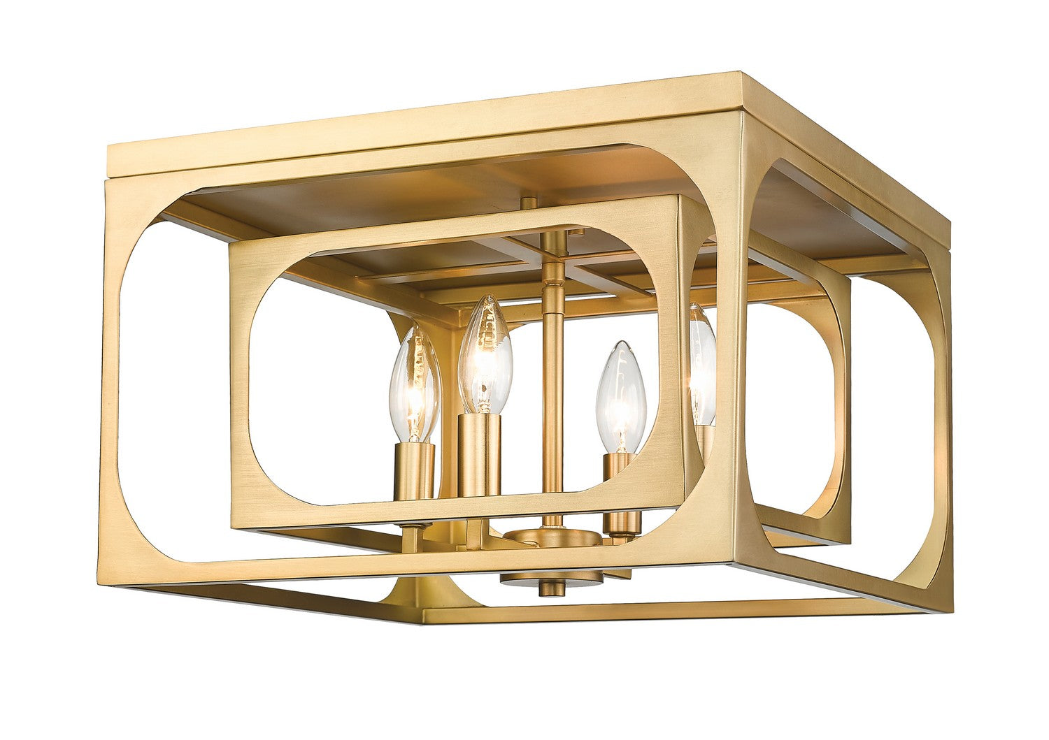 Z-LIte Easton Four Light Flush Mount In Rubbed Brass