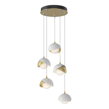  Brooklyn 5-Light Double Shade Pendant In Modern Brass
