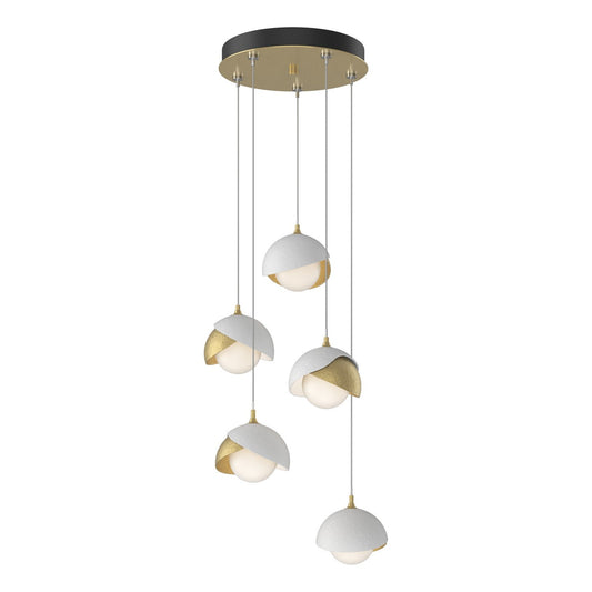  Brooklyn 5-Light Double Shade Pendant In Modern Brass