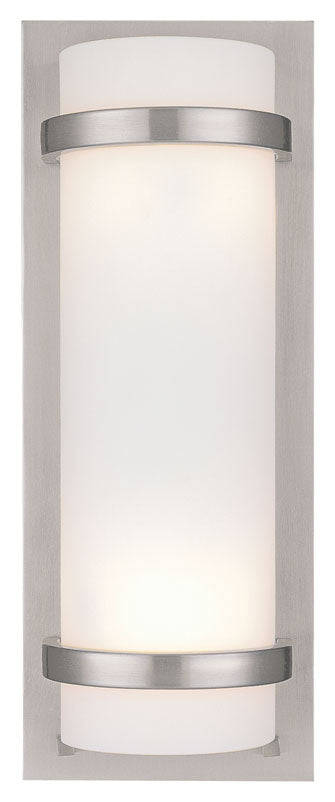  Fieldale Lodge 2-Light Wall Sconce In Brushed Nickel & Etched White Glass
