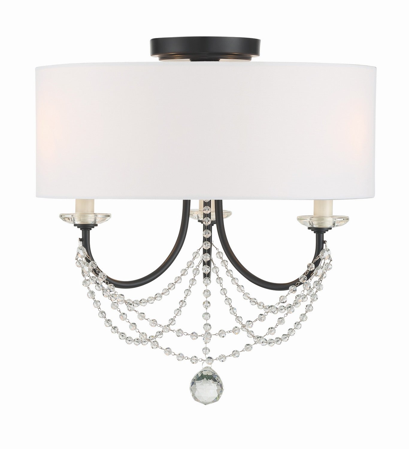  Delilah 3-Light Ceiling Mount In Matte Black