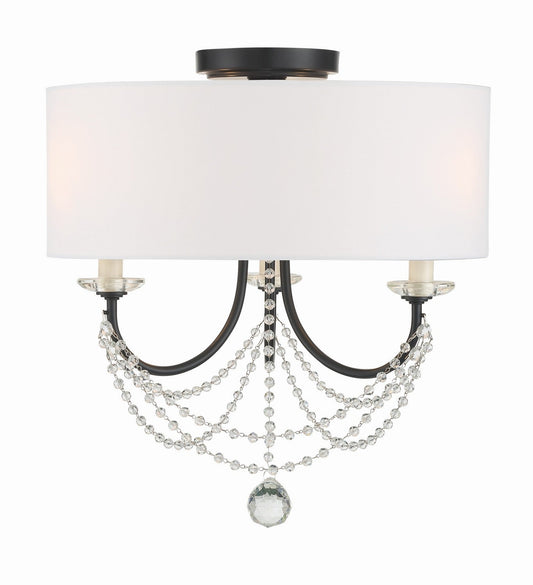  Delilah 3-Light Ceiling Mount In Matte Black