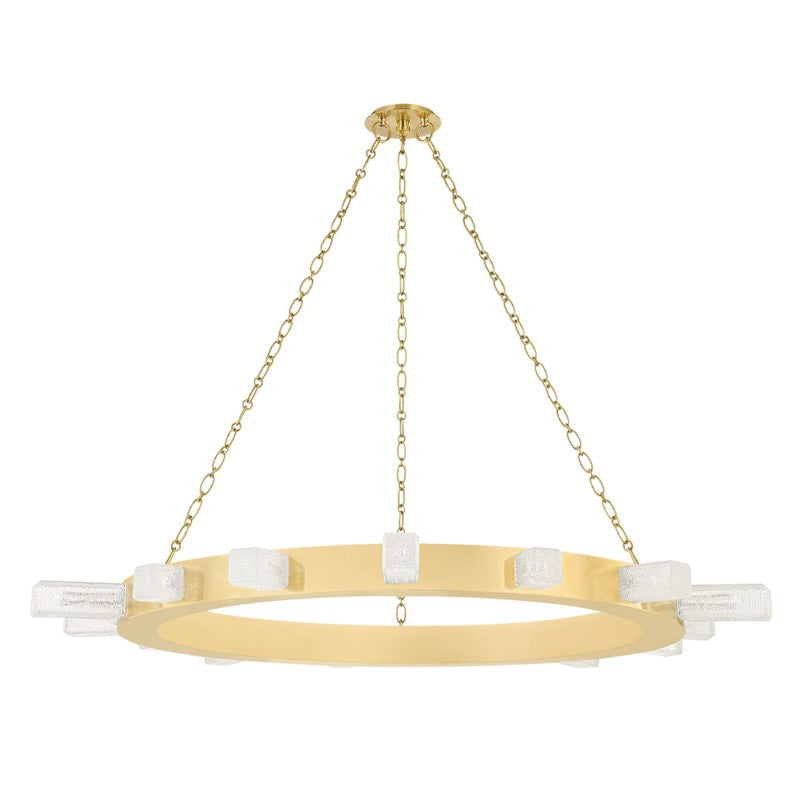  Citrine LED Chandelier In Vintage Brass
