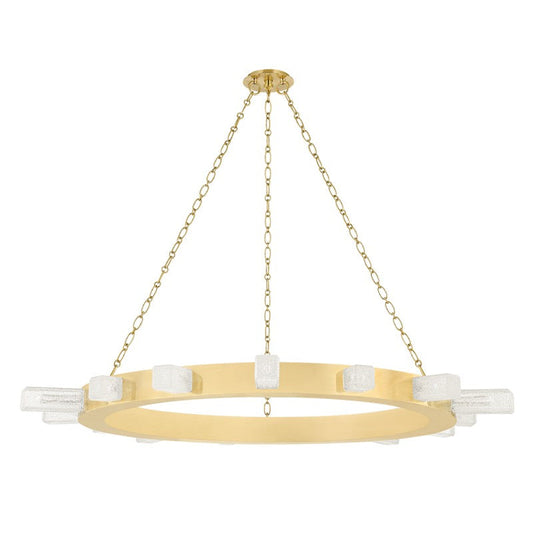  Citrine LED Chandelier In Vintage Brass