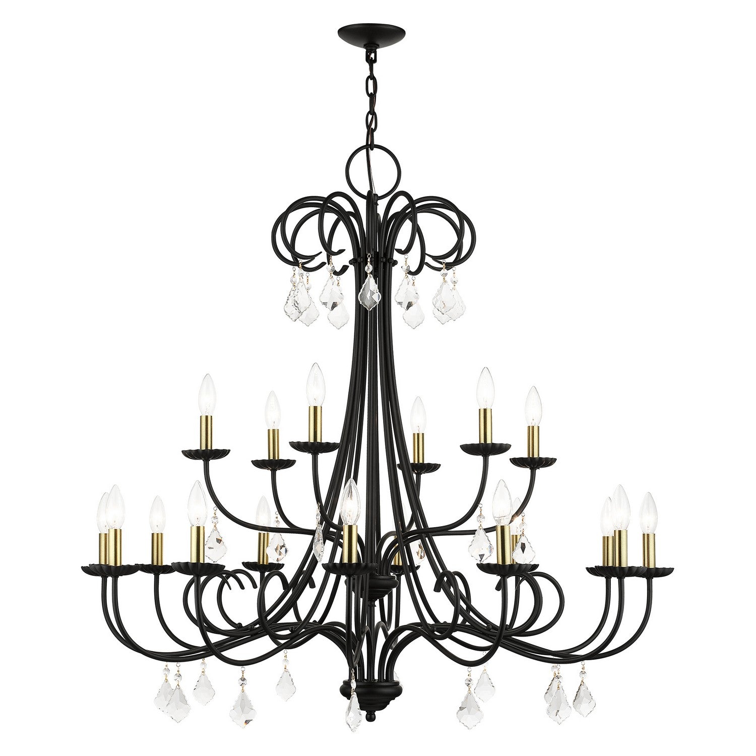 Livex Lighting Daphne 18-Light Chandelier In Black With Antique Brass