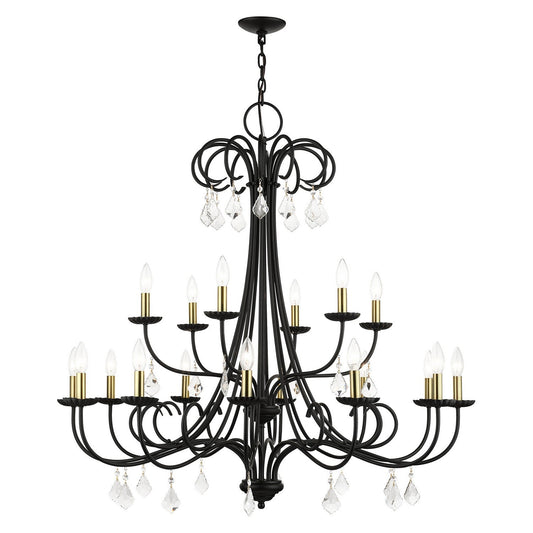 Livex Lighting Daphne 18-Light Chandelier In Black With Antique Brass