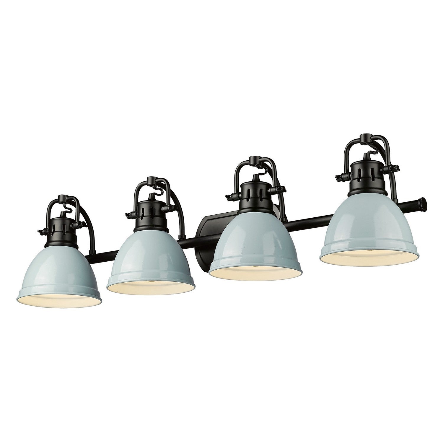 Golden Lighting Duncan 4-Light Bath Vanity In Matte Black With Seafoam Shades