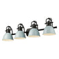 Golden Lighting Duncan 4-Light Bath Vanity In Matte Black With Seafoam Shades