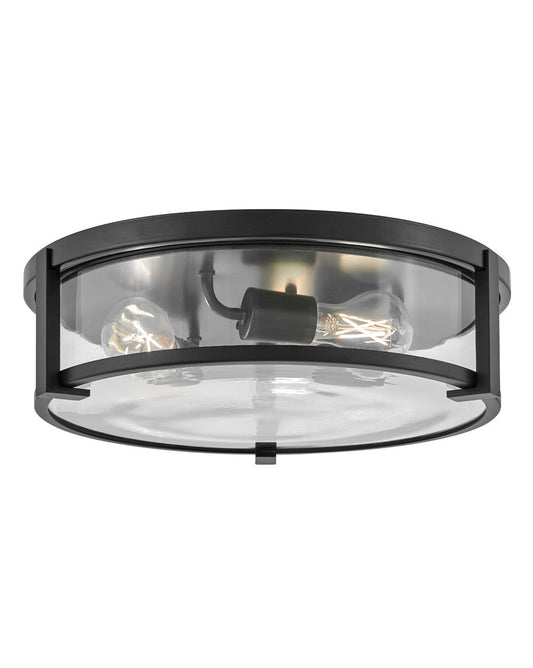  Lowell LED Flush Mount In Black With Clear Glass