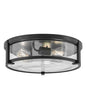  Lowell LED Flush Mount In Black With Clear Glass