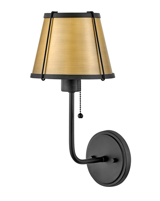  Clarke LED Wall Sconce In Black With Lacquered Dark Brass Accents