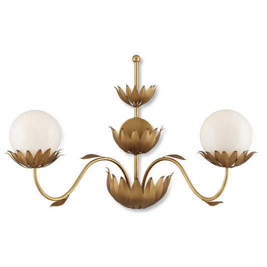  Mirasole 2-Light Wall Sconce In Contemporary Gold Leaf & Gold & White