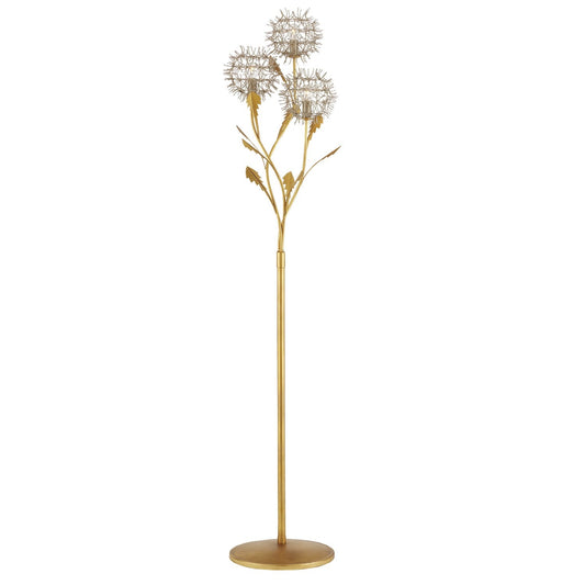  Dandelion 3-Light Floor Lamp In Contemporary Silver & Gold Leaf