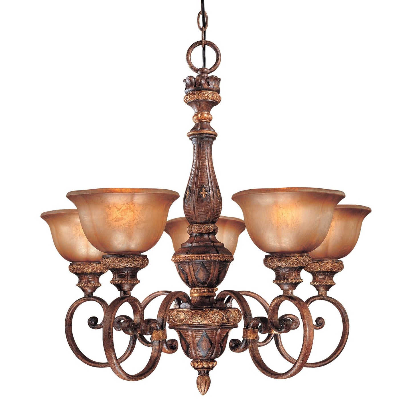  Illuminati 5-Light Chandelier In Illuminati Bronze & Silver Patina Glass