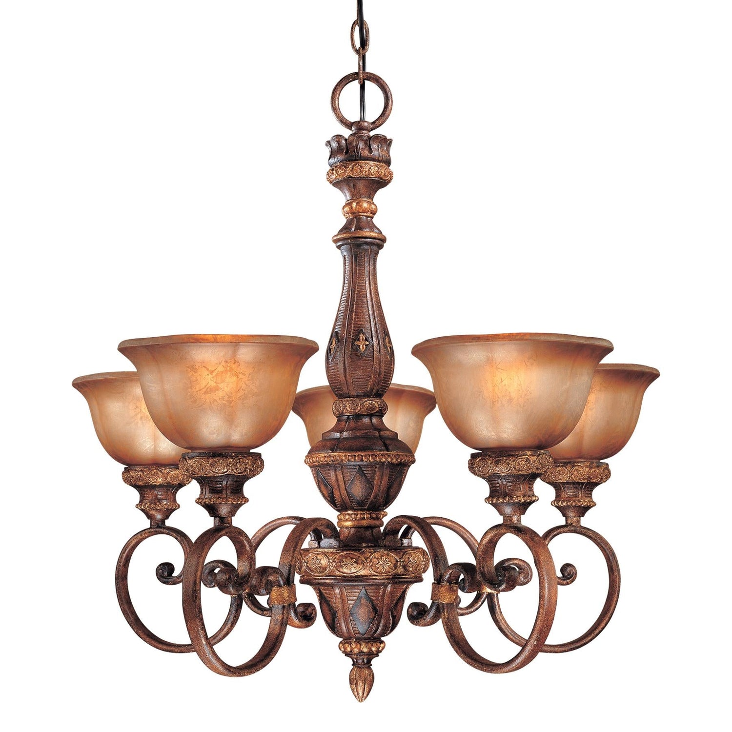  Illuminati 5-Light Chandelier In Illuminati Bronze & Silver Patina Glass