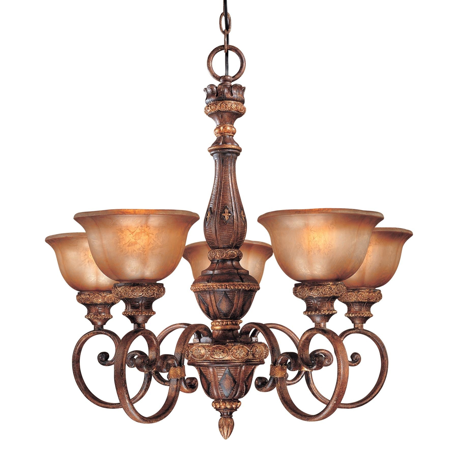  Illuminati 5-Light Chandelier In Illuminati Bronze & Silver Patina Glass